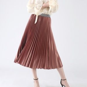 ChicWish Gimme The Spotlight Pleated Midi Skirt